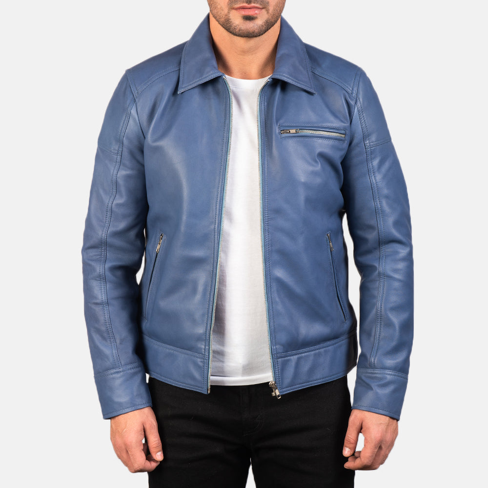 Men's Lavendard Brown Leather Biker Jacket in Brown Cowhide Leather - Vorderansicht &amp; maßgeschneiderte Silhouette | Online Kaufen
