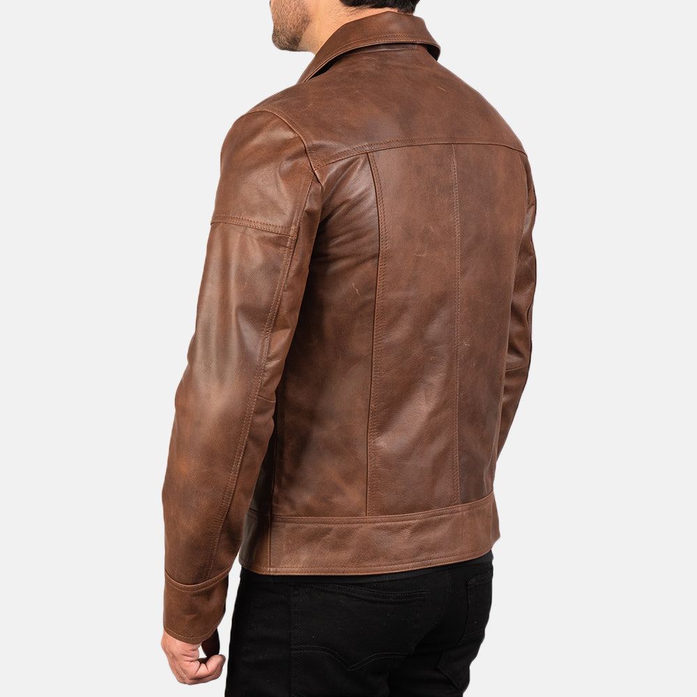 Lavendard Leder-Bikerjacke für Herren – Zusätzliche Produktansicht 6
