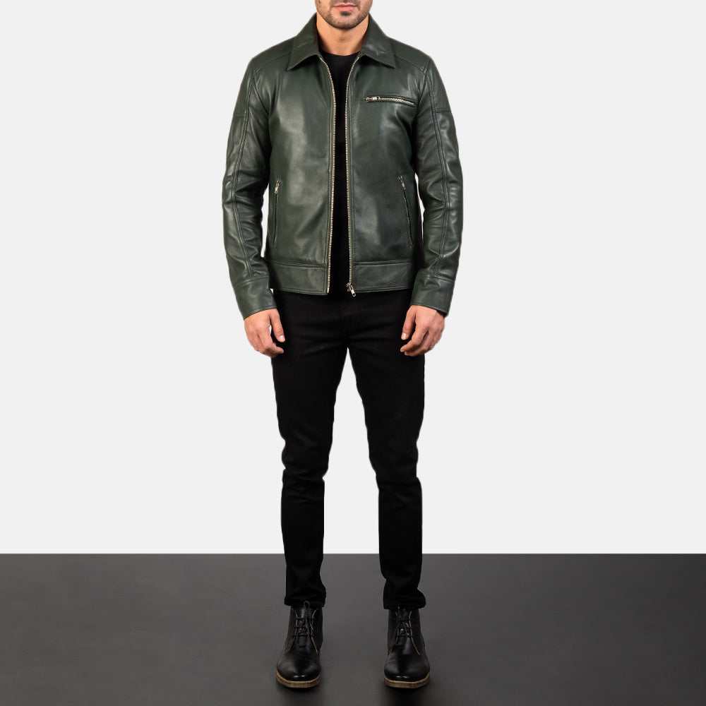 Lavendard Leder-Bikerjacke für Herren – Zusätzliche Produktansicht 4