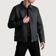 Lavendard Leder-Bikerjacke für Herren – Zusätzliche Produktansicht 1