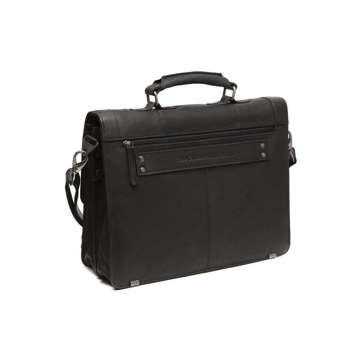 Solid Antique Brass Hardware &amp; Heavy-Duty Dual Zipper Detail on Stuttgart Full-Grain Leather Briefcase für Damen