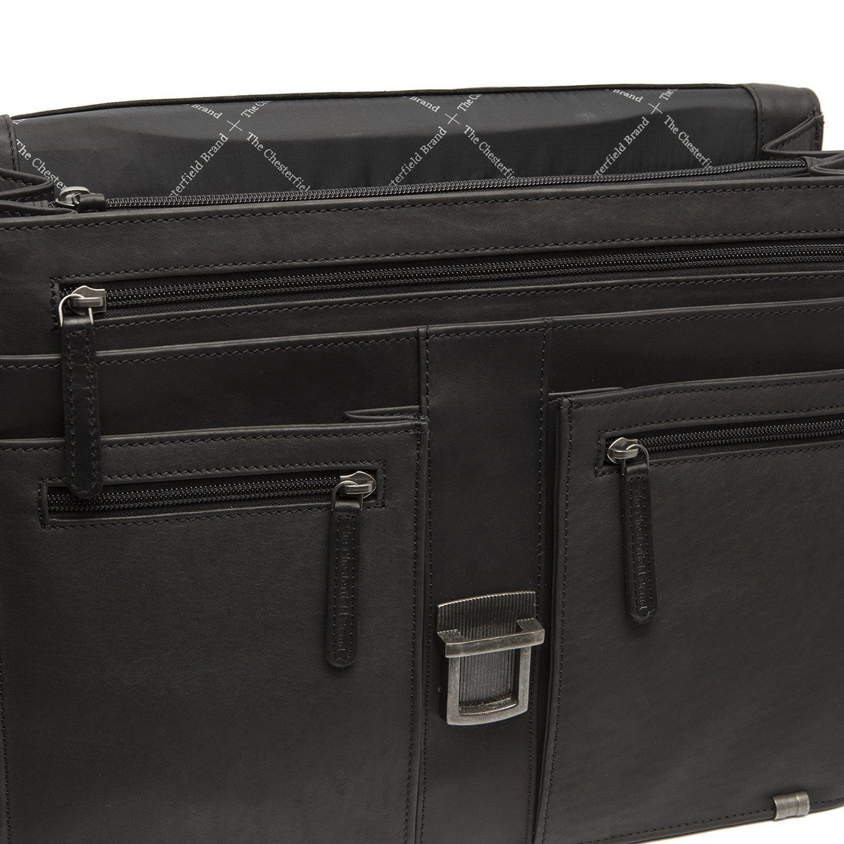 Stuttgart Full-Grain Leather Briefcase für Damen - Structured Side Profile Showing Gusset Depth &amp; Expansion Capacity