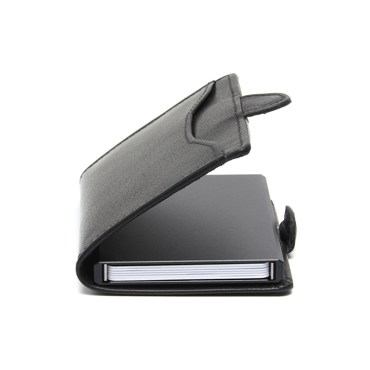 Solid Antique Brass Hardware & Heavy-Duty Dual Zipper Detail on Albury Full-Grain Leather Card Holder