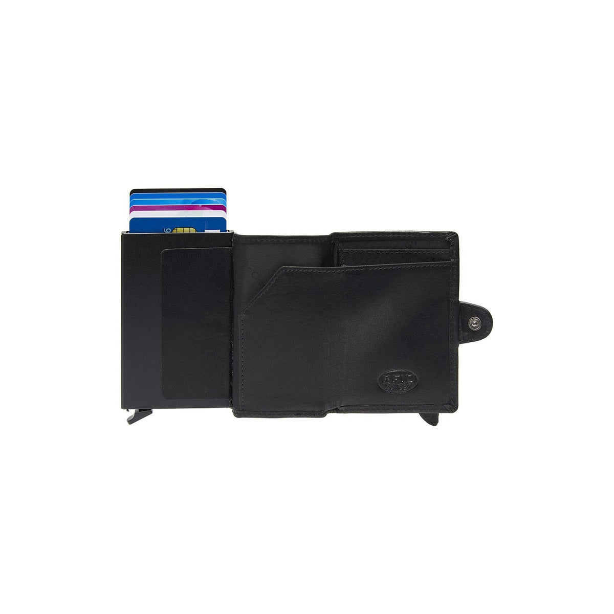 Baldwin Full-Grain Leather Card Holder für Damen - Structured Side Profile Showing Gusset Depth &amp; Expansion Capacity
