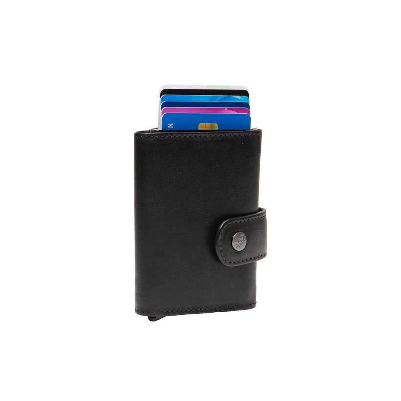Larino Full-Grain Leather Card Holder in Classic 100% Full-Grain Leather - Full Exterior Front Profile View | Buy Online