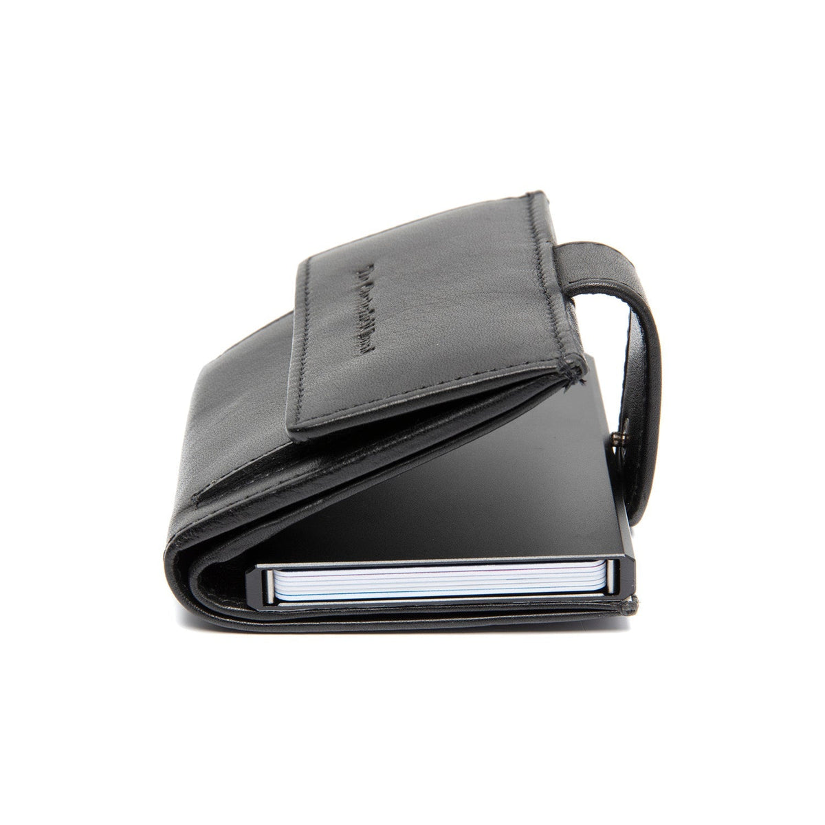 Lesina Full-Grain Leather Card Holder für Damen - Structured Side Profile Showing Gusset Depth &amp; Expansion Capacity