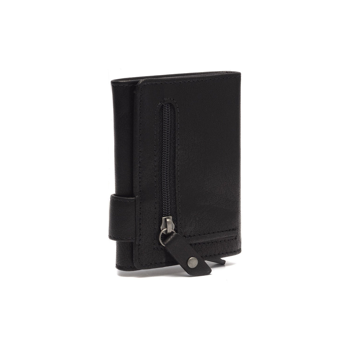 Solid Antique Brass Hardware &amp; Heavy-Duty Dual Zipper Detail on Portland Full-Grain Leather Card Holder für Damen