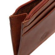 Cognac Leather Card Wallet für Damen, detail view 3