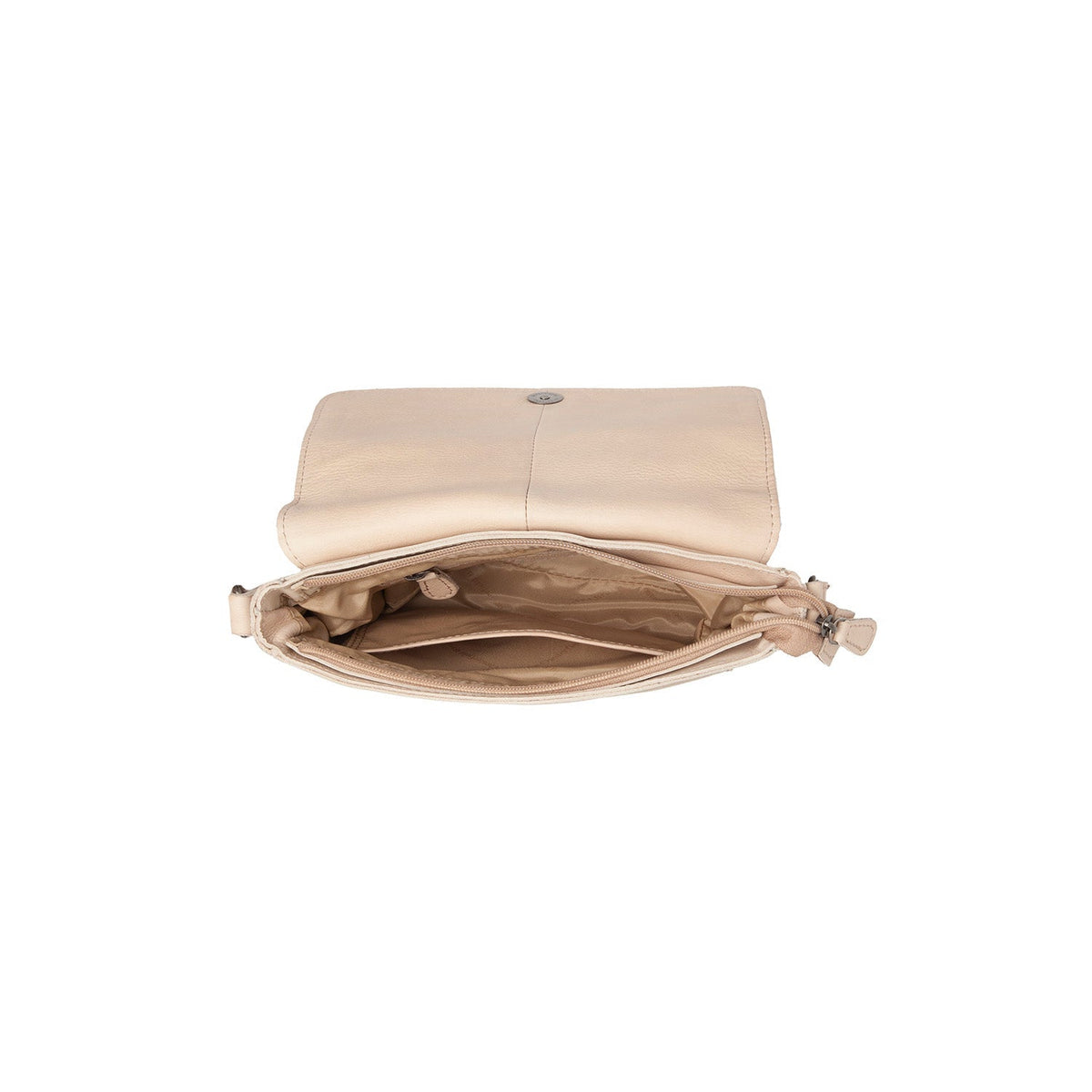 Ann Full-Grain Leather Crossbody Bag für Damen - Structured Side Profile Showing Gusset Depth &amp; Expansion Capacity