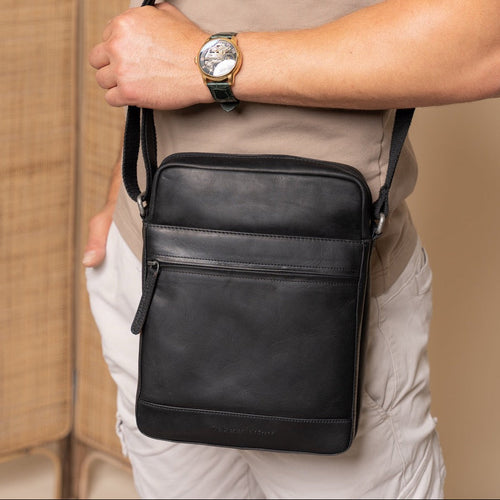 Classic 100% Full-Grain leather Bag - Rear Perspective Showing Reinforced Leather Straps & Stitching