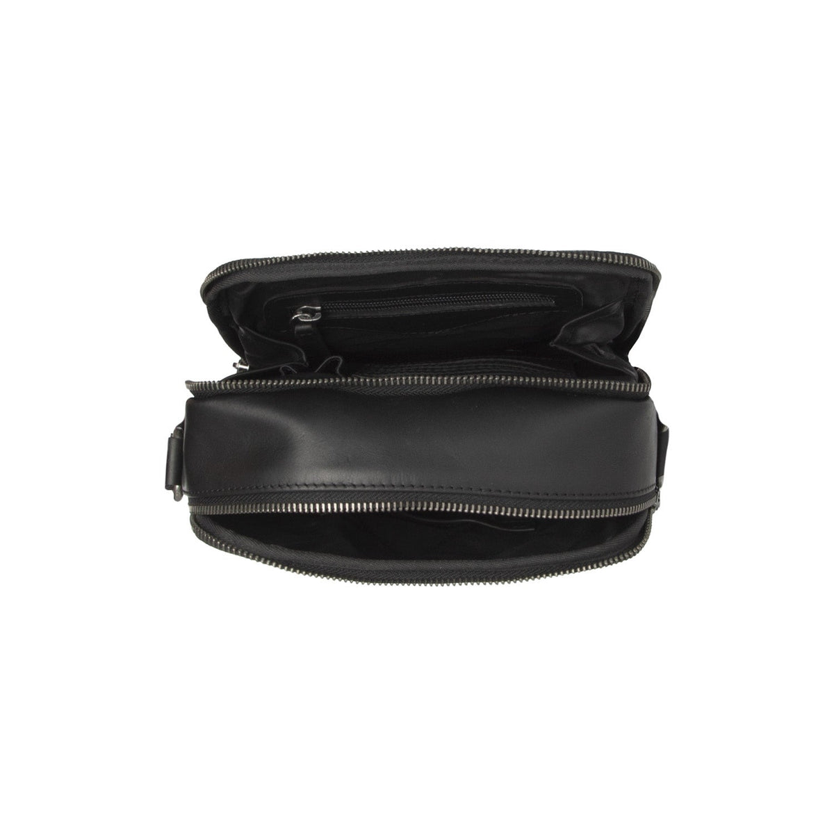 Solid Antique Brass Hardware &amp; Heavy-Duty Dual Zipper Detail on Arendal Full-Grain Leather Crossbody Bag für Herren