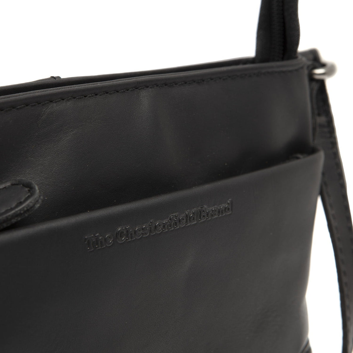 Solid Antique Brass Hardware &amp; Heavy-Duty Dual Zipper Detail on Salerno Full-Grain Leather Crossbody Bag für Damen