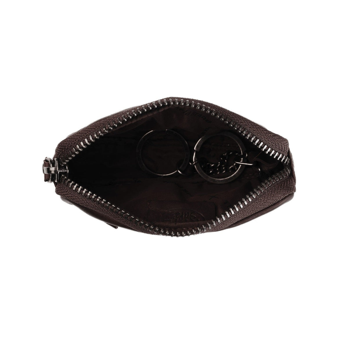 Tailored Rib Cuffs &amp; Hem Craftsmanship Construction Detail on Corey Full-Grain Leather Key Case für Damen