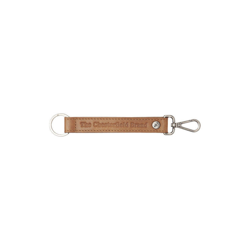 Leather Key Ring Cognac in Cognac 100% Full-Grain Leather - Front Profile View & Tailored Silhouette | Buy Online