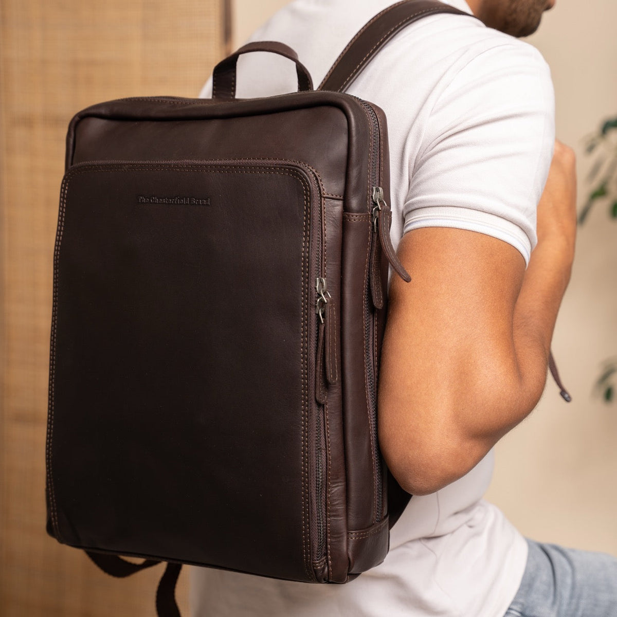 Jasper Full-Grain Leather Laptop Backpack für Damen – Zusätzliche Produktansicht 2