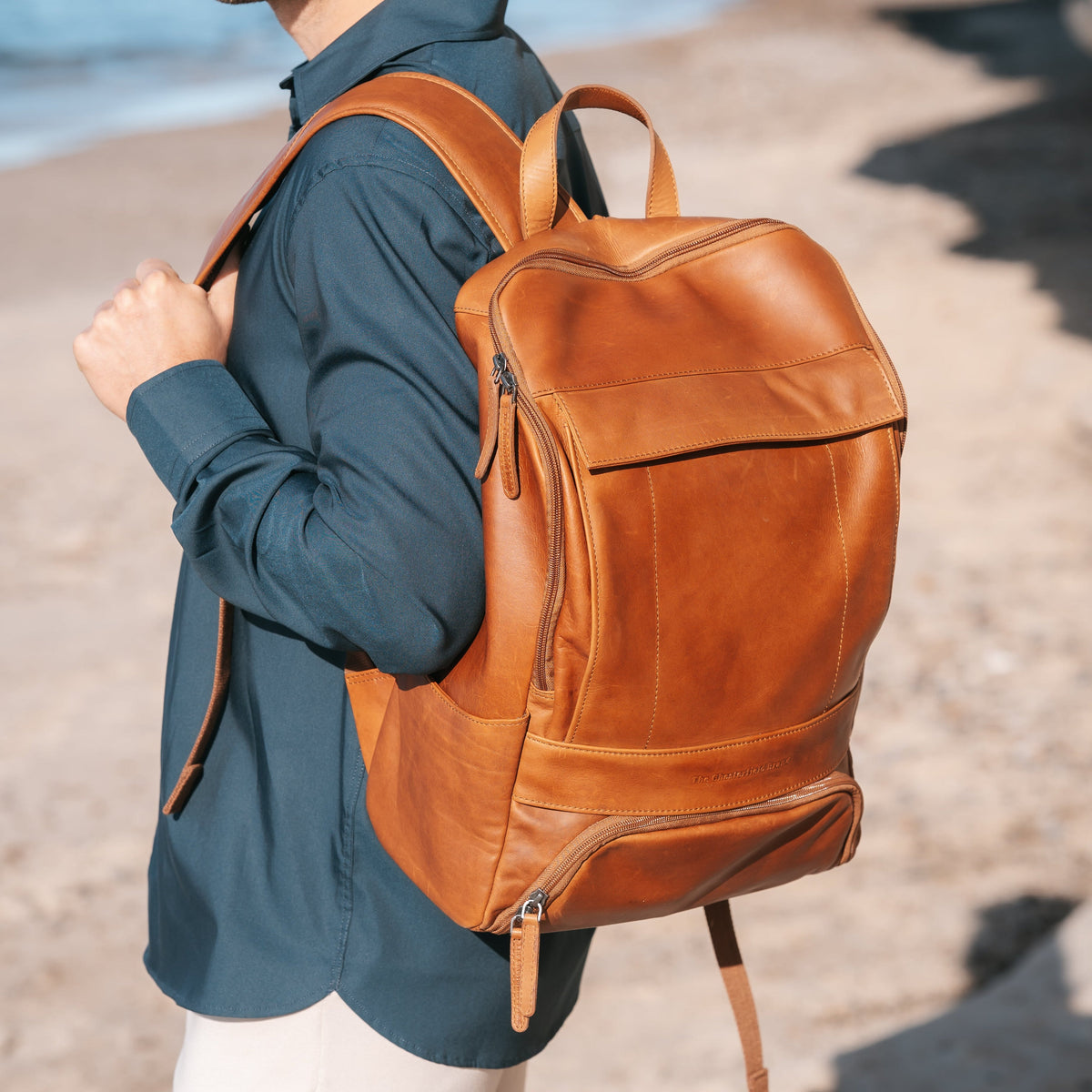 Rich Full-Grain Leather Laptop Backpack für Herren – Zusätzliche Produktansicht 2