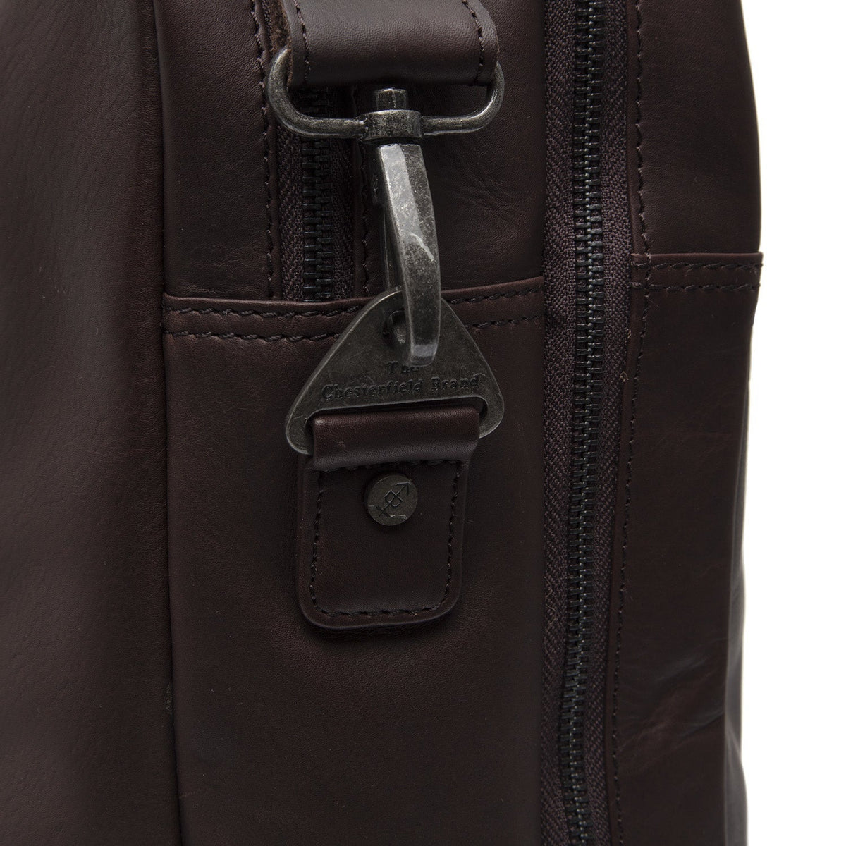 Brown Leather Laptop Bag Boston, detail view 1