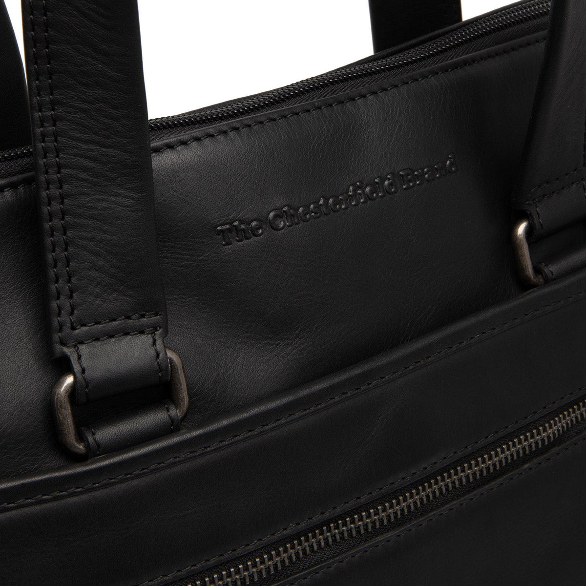 
Elvas Vollnarbenleder-Laptoptasche - Strukturierte Seitenansicht mit Faltentiefe & Erweiterungsvolumen