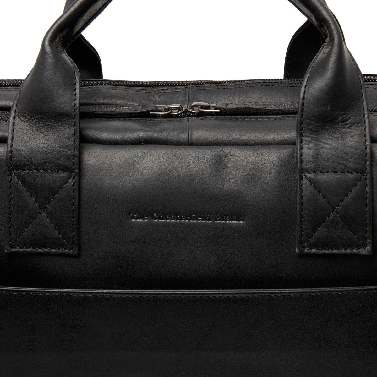 Solid Antique Brass Hardware &amp; Heavy-Duty Dual Zipper Detail on Frazer Full-Grain Leather Laptop Bag für Damen
