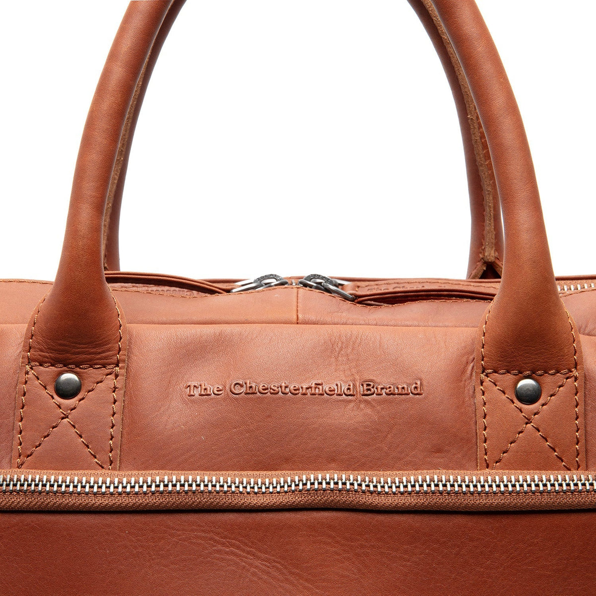 Cognac Leather Laptop Bag Tacama, detail view 1