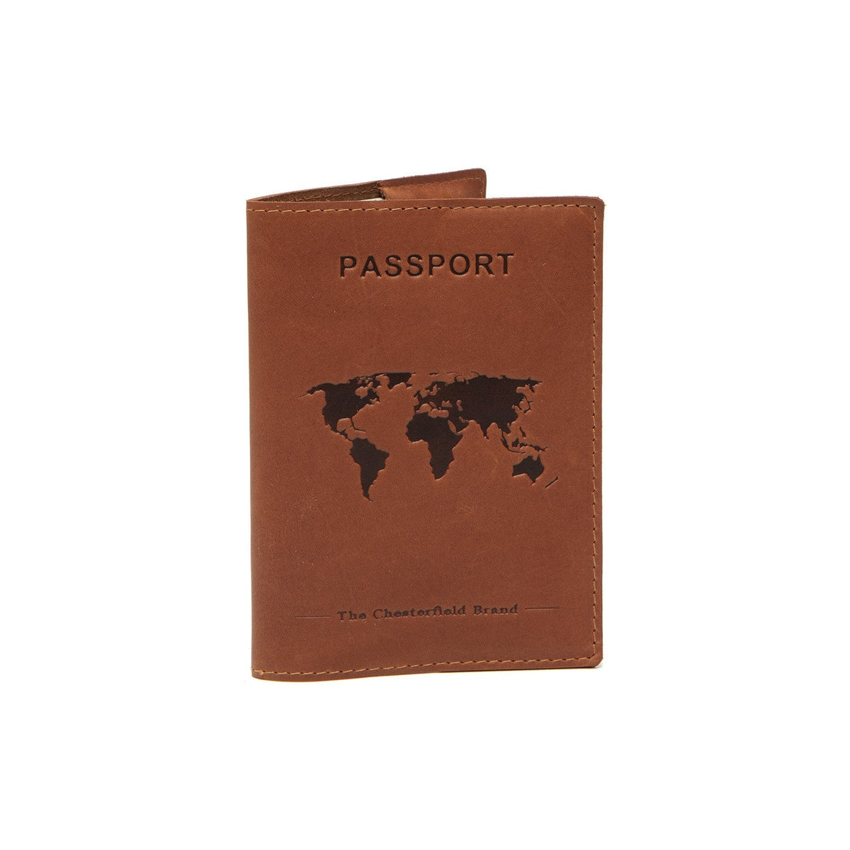 
Cognac Leather Passport Case für Damen für Damen, front view