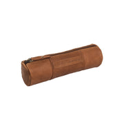 Cognac Leather Pencil Case Lea für Damen, front view