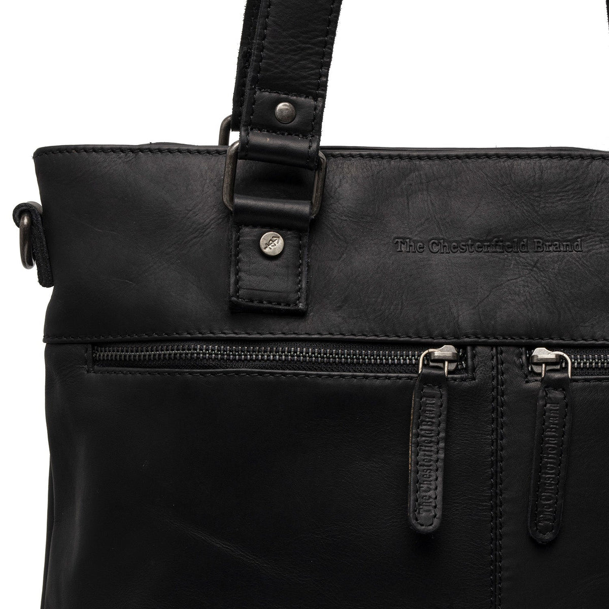 Solid Antique Brass Hardware &amp; Heavy-Duty Dual Zipper Detail on Rome Full-Grain Leather Shopper für Damen