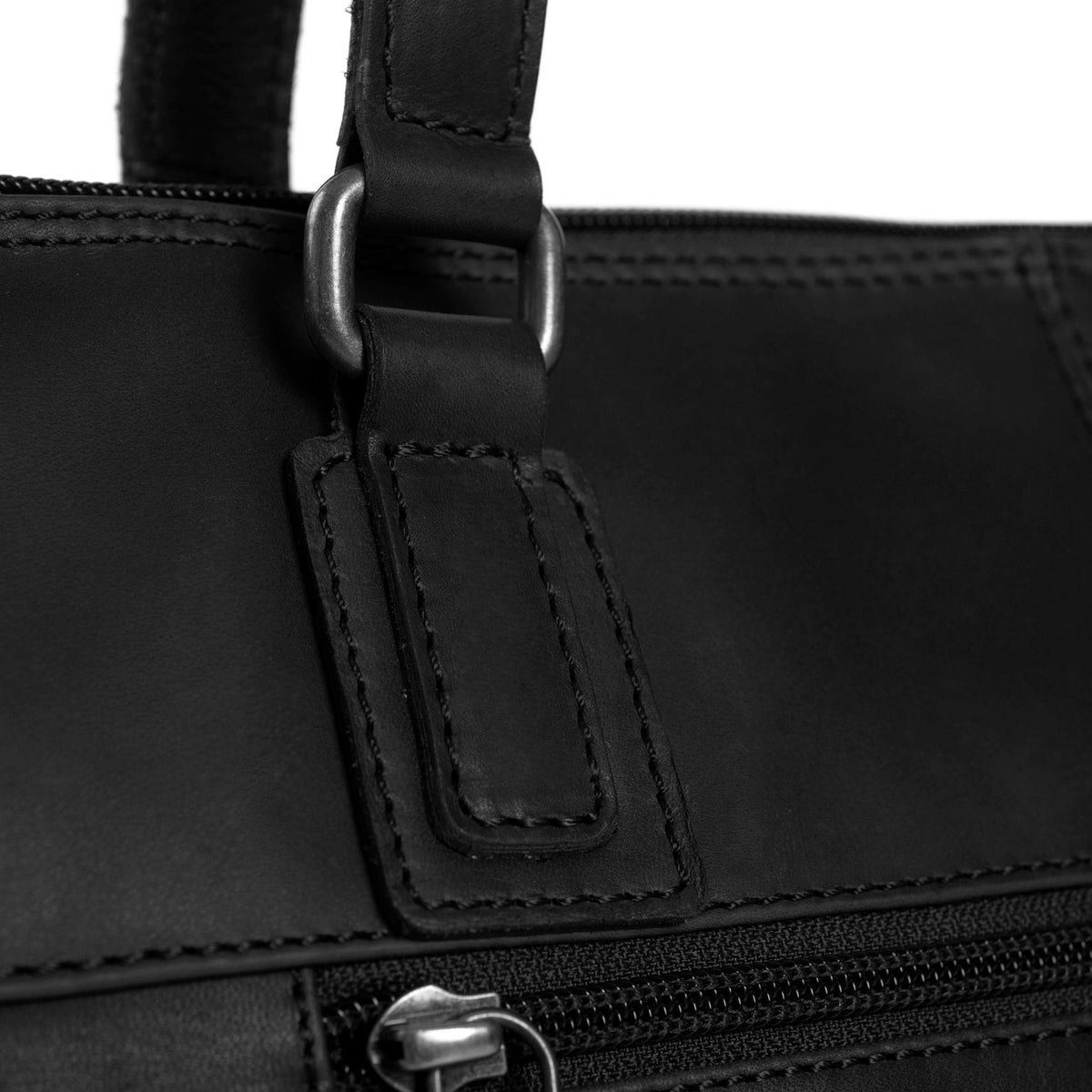 Flint Full-Grain Leather Shoulder Bag für Damen - Structured Side Profile Showing Gusset Depth &amp; Expansion Capacity