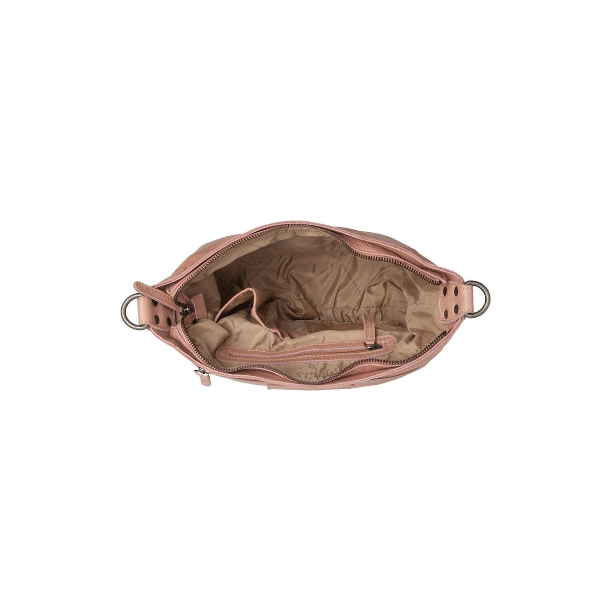 Solid Antique Brass Hardware &amp; Heavy-Duty Dual Zipper Detail on Lucy Full-Grain Leather Shoulder Bag für Damen