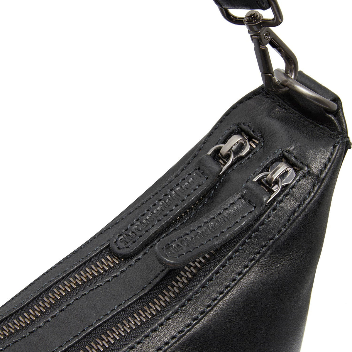 Moneva Vollnarbenleder-Schultertasche - Structured Side Profile Showing Gusset Depth &amp; Expansion Capacity