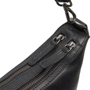 Moneva Vollnarbenleder-Schultertasche - Structured Side Profile Showing Gusset Depth &amp; Expansion Capacity