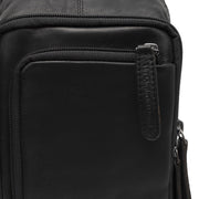 Solid Antique Brass Hardware &amp; Heavy-Duty Dual Zipper Detail on Leather Sling Bag Riga für Damen