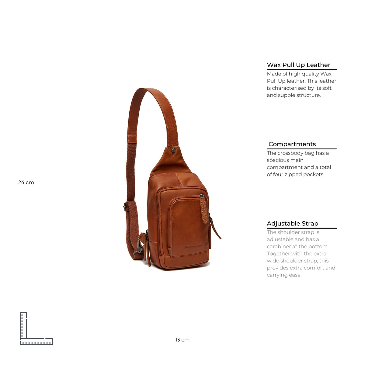 Cognac Leather Sling Bag Riga für Damen, detail view 6