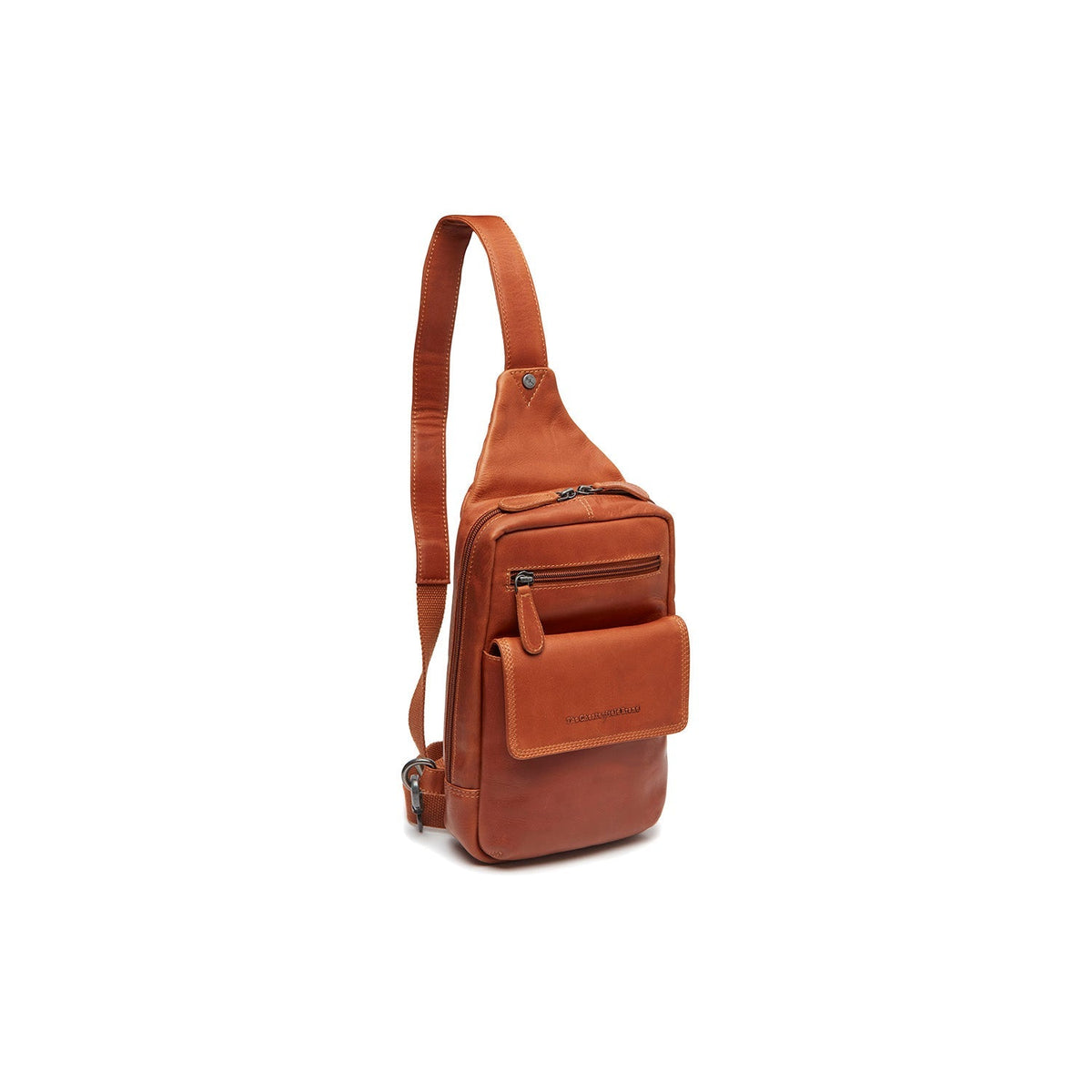 Cognac Leather Sling Bag Turelle für Damen, front view