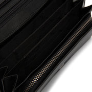Solid Antique Brass Hardware &amp; Heavy-Duty Dual Zipper Detail on Arvento Full-Grain Ledergeldbörse für Damen