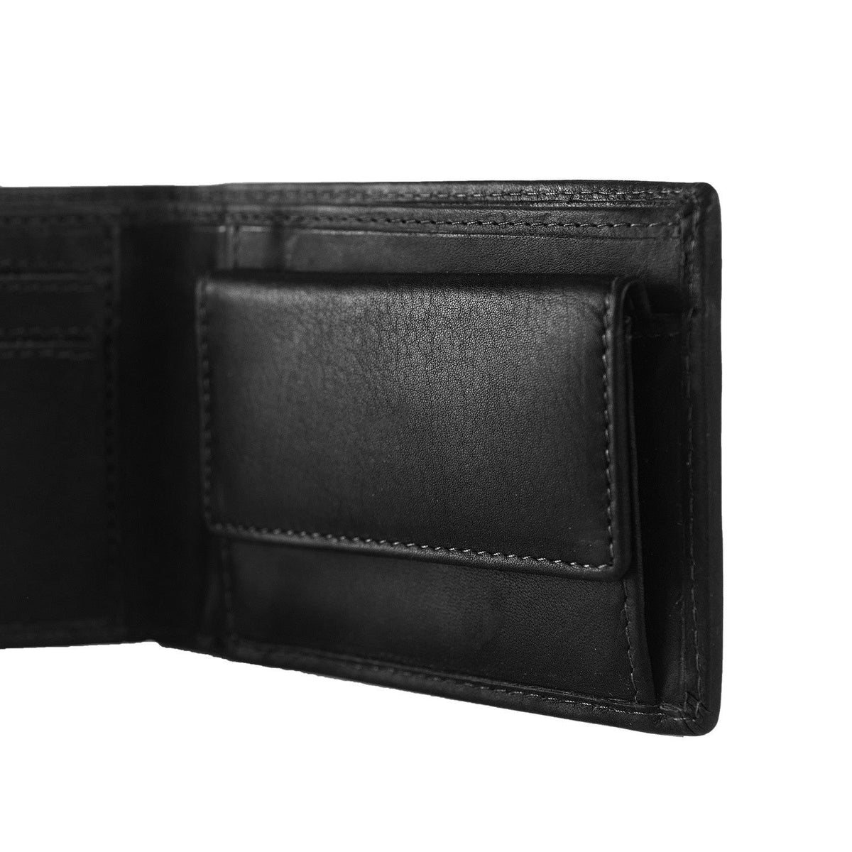 Enzo Full-Grain Ledergeldbörse für Herren - Structured Side Profile Showing Gusset Depth &amp; Expansion Capacity