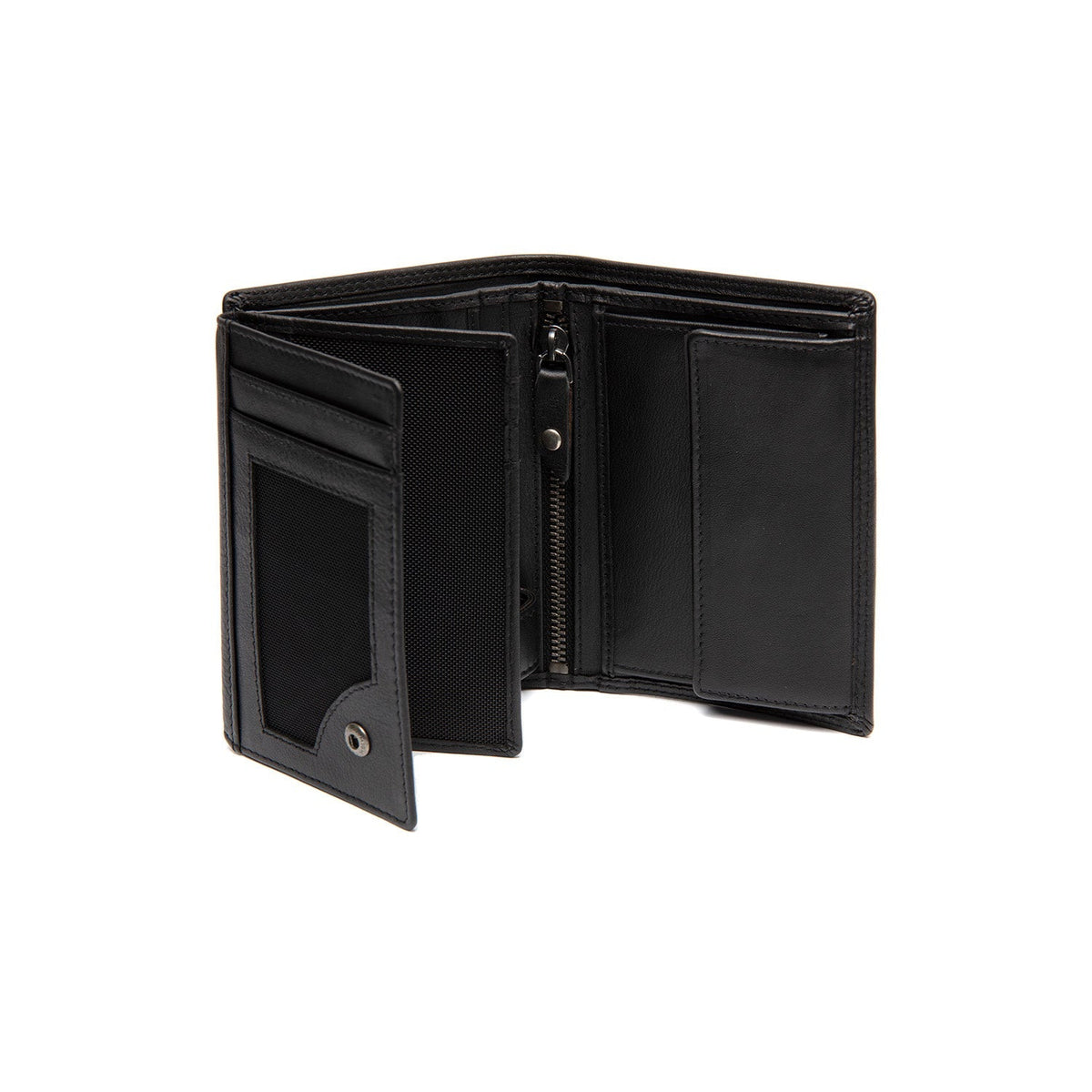 Solid Antique Brass Hardware &amp; Heavy-Duty Dual Zipper Detail on Leroy Full-Grain Ledergeldbörse für Herren
