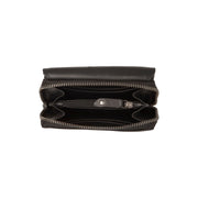 Solid Antique Brass Hardware &amp; Heavy-Duty Dual Zipper Detail on Salviano Full-Grain Ledergeldbörse für Damen