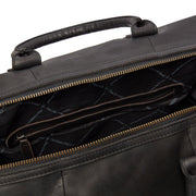 Solid Antique Brass Hardware &amp; Heavy-Duty Dual Zipper Detail on Portsmouth Full-Grain Leather Weekender Bag für Damen