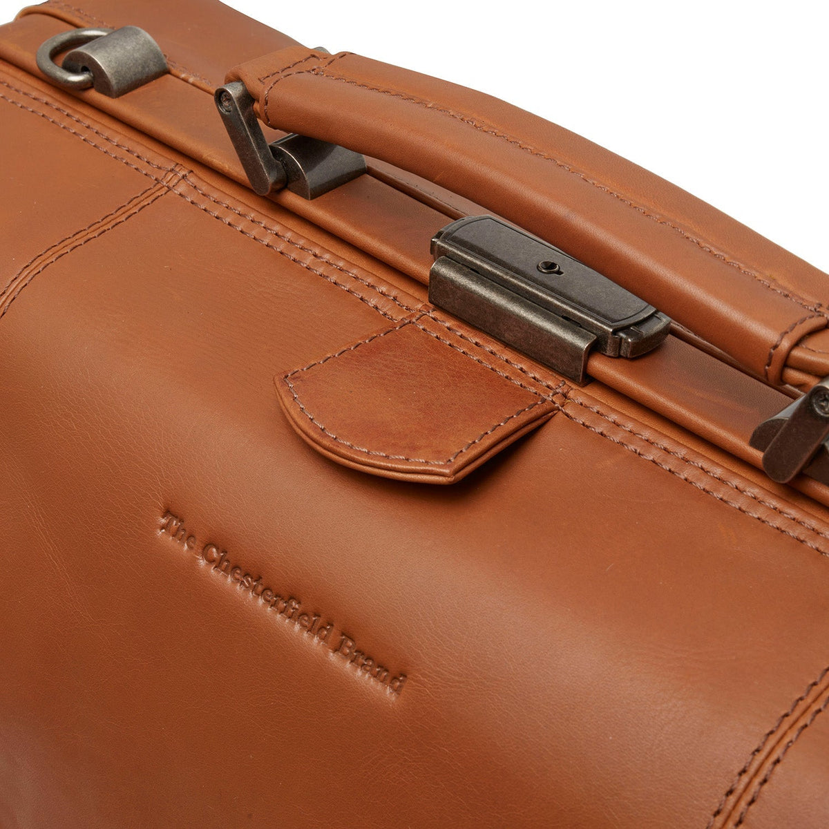 
Classic 100% Full-Grain Leather Duffle Bag - Rückansicht mit verstärkten Lederträgern & handwerklichen Nähten