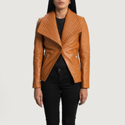 
Lee Hellbraun Braun Lederblazer für Damen in Tan Brown Sheepskin Leather - Vorderansicht & maßgeschneiderte Silhouette | Online Kaufen
