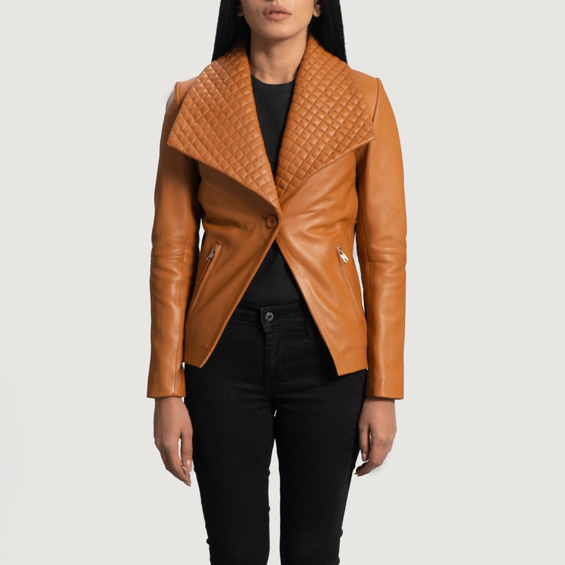Lee Hellbraun Braun Lederblazer für Damen