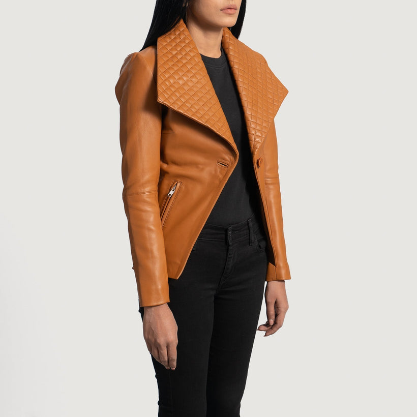 Lee Hellbraun Braun Lederblazer für Damen