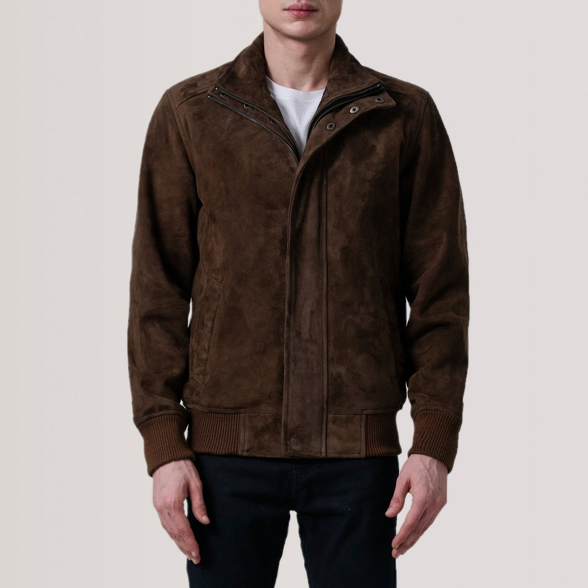 Lester Braun Suede Leder-Bomberjacke für Herren – Zusätzliche Produktansicht 3