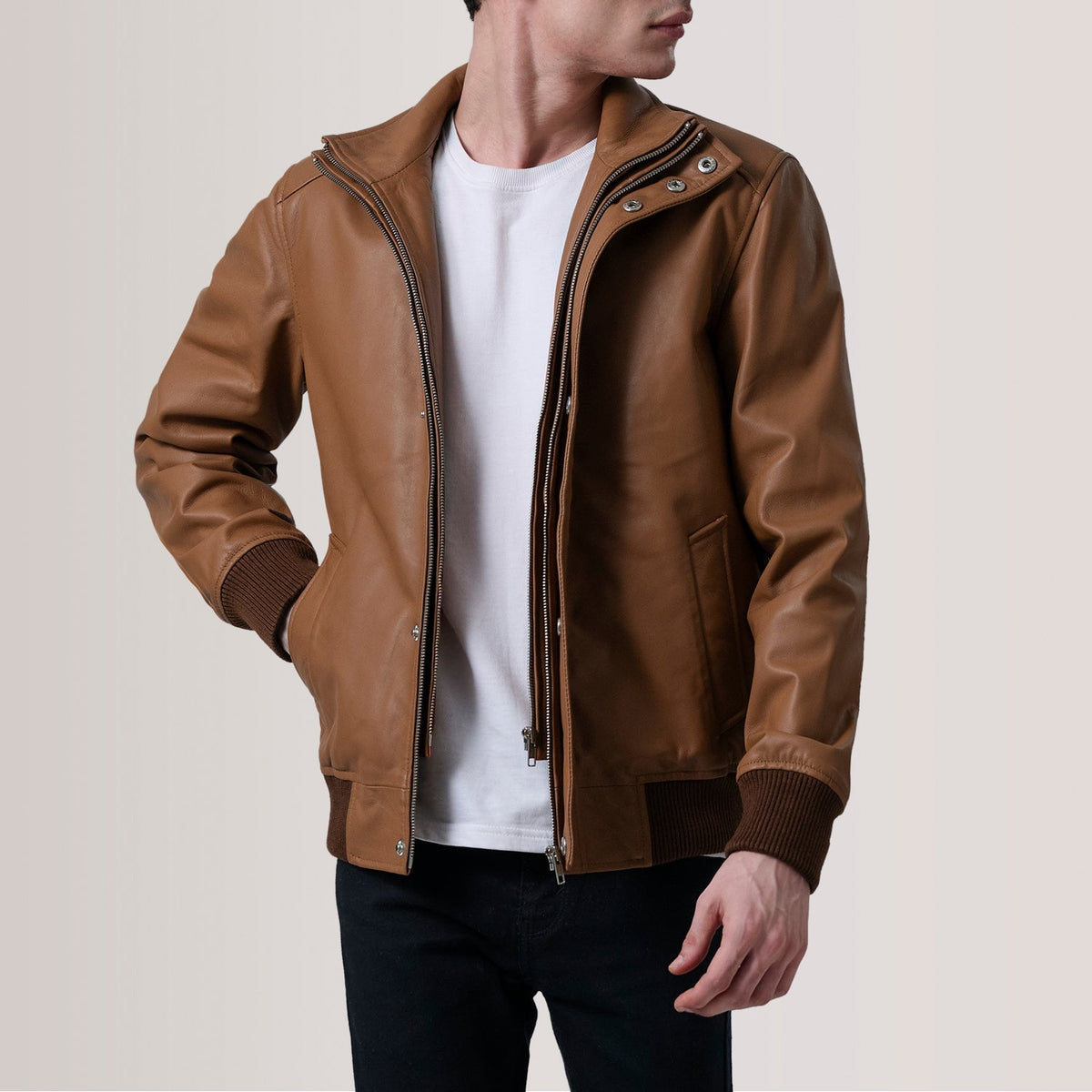 Lester Braun Suede Leder-Bomberjacke für Herren – Zusätzliche Produktansicht 1