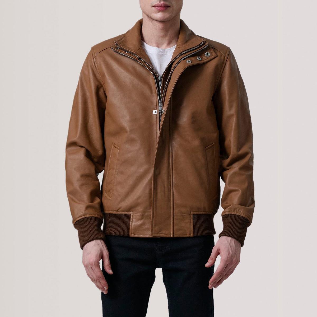 Lester Braun Suede Leder-Bomberjacke für Herren – Zusätzliche Produktansicht 4