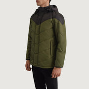 
Black & Green Full-Grain Leather Hooded Jacket - Rückansicht mit passgenauen Schultern & sauberem Saum