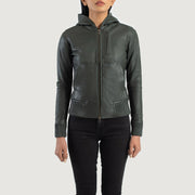 Luna Hooded Leder-Bomberjacke für Damen – Zusätzliche Produktansicht 4