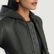 Luna Hooded Leder-Bomberjacke für Damen – Zusätzliche Produktansicht 6