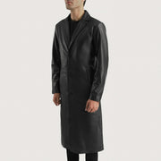 Black Cowhide Leather Winter Jacket - Rückansicht mit passgenauen Schultern &amp; sauberem Saum
